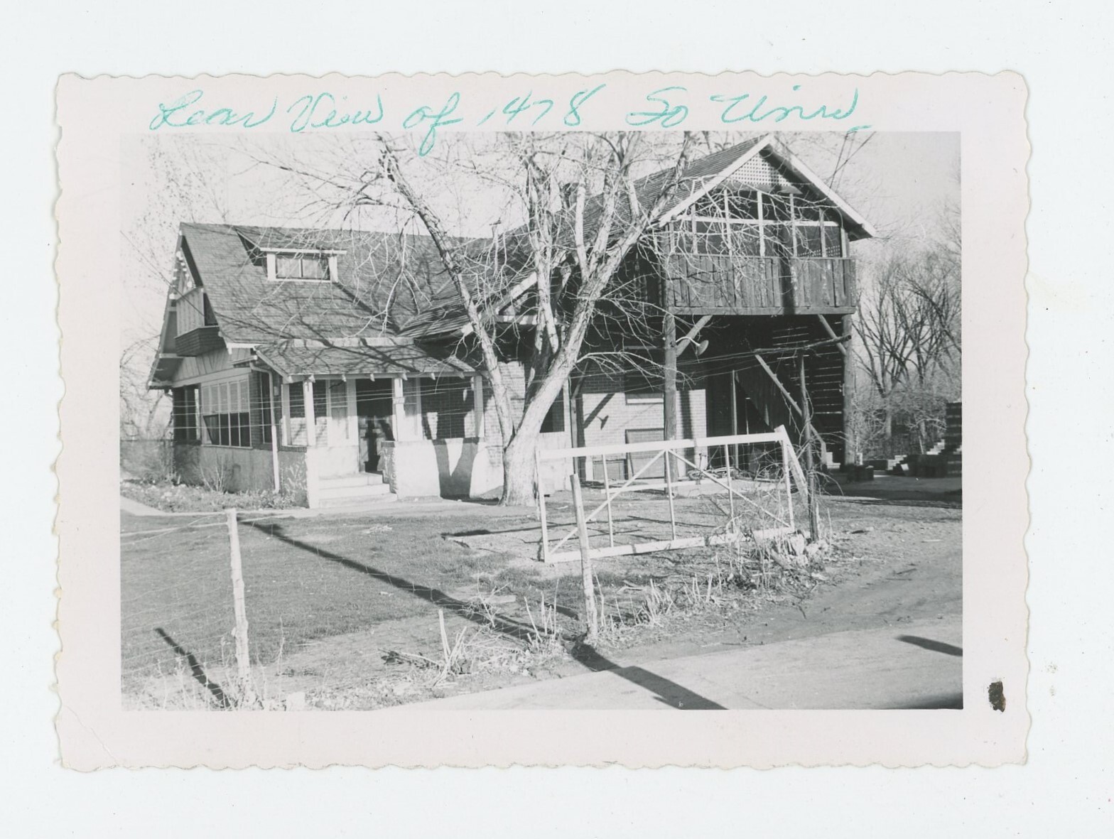 Vintage Photo Rear View 1478 South University BLVD. Denver CO 80210 April 1951