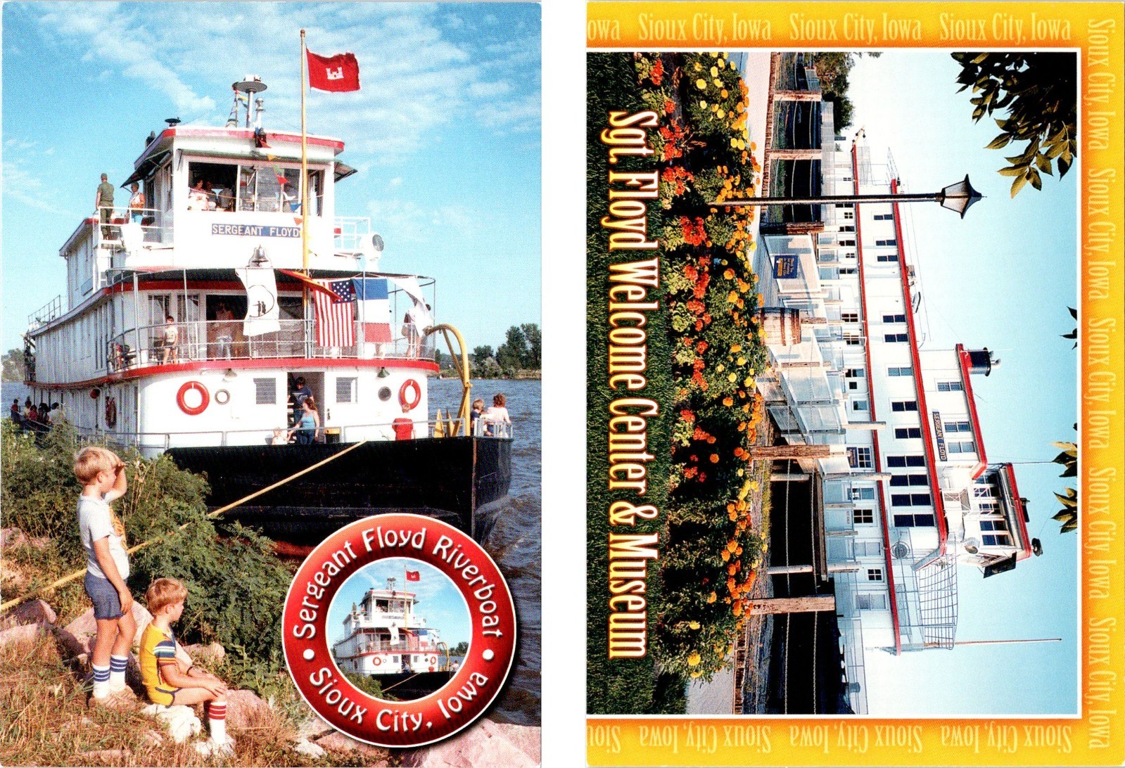 2~4X6 Postcards Sioux City, IA Iowa SERGEANT FLOYD RIVERBOAT Visitor Center/Kids