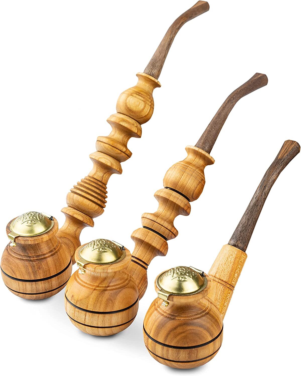 Dr. Watson - Wooden Tobacco Pipes Classic shape Handmade Natural Wood Set of 3