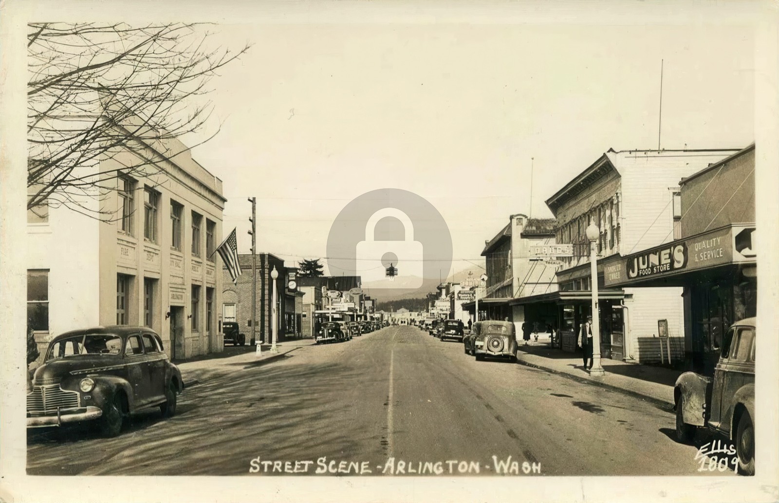 Arlington WA Washington Street View 1945 RPPC Photo Postcard COPY