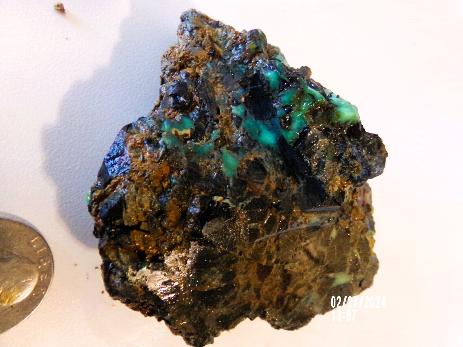 Lander County Turquoise Slab/Green w/ Black & Brown Matrix Nevada Gem Mines 299g
