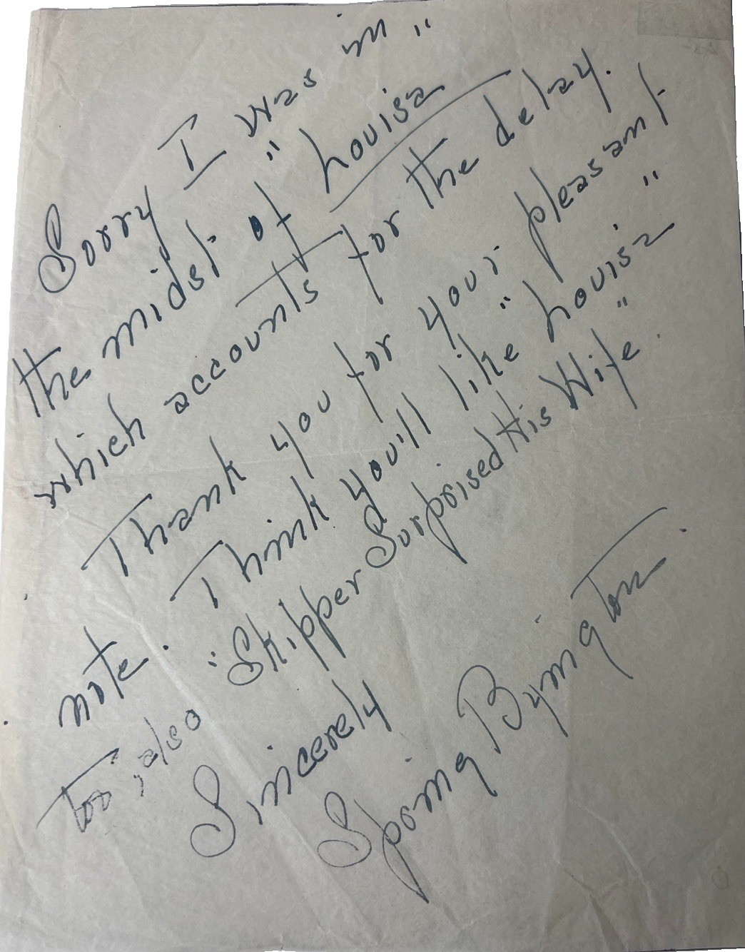 Spring Byington Signed Autograph Letter 1950 Louisa Movie Content Old Hollywood