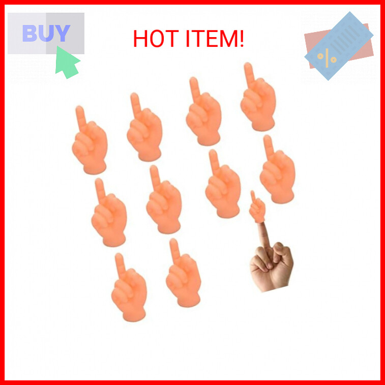 Tiny Hands for Fingers 10 Pcs Tiny Hands (Middle Finger Sign) Premium Rubber Lit