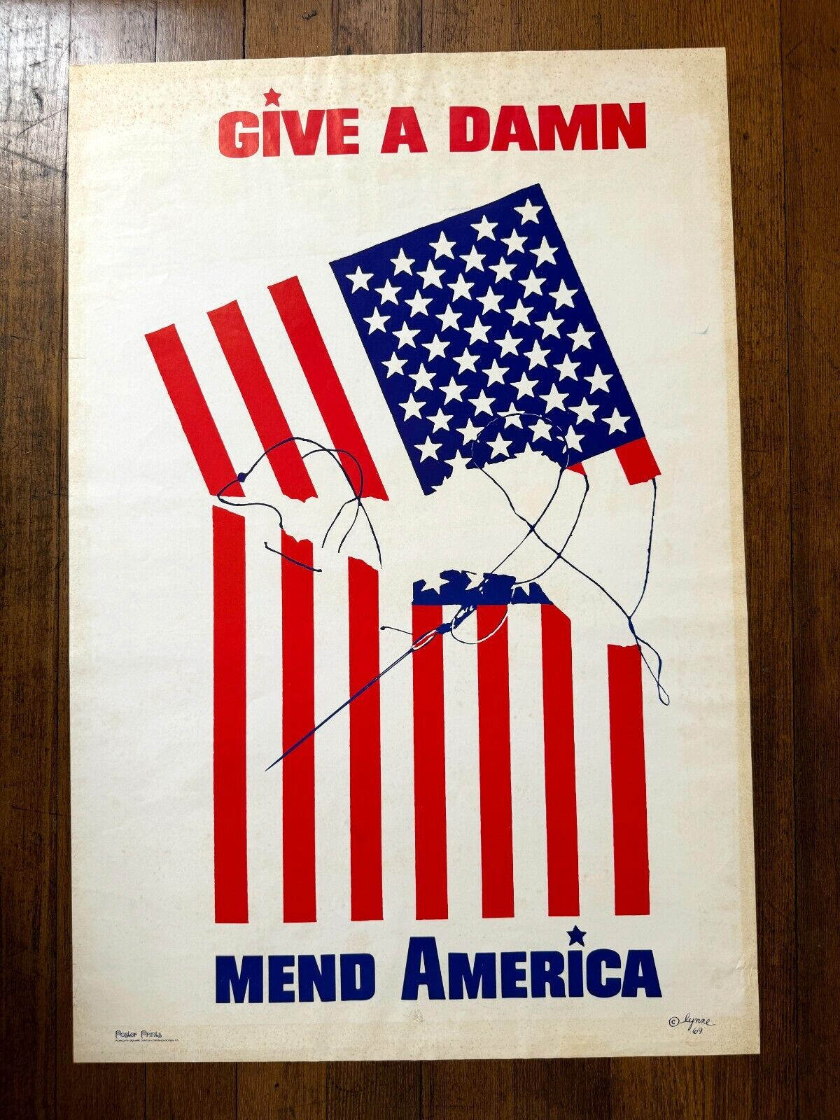 Original 1969 Anti- Vietnam Protest Poster- Give a Damn Mend America  B