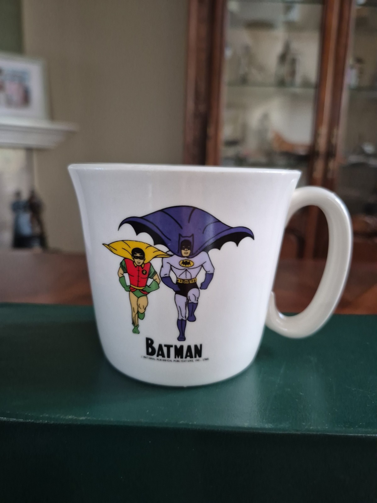 Rare Vintage 1966 Batman Robin Salem Milk Glass Coffee Mug DC Comics