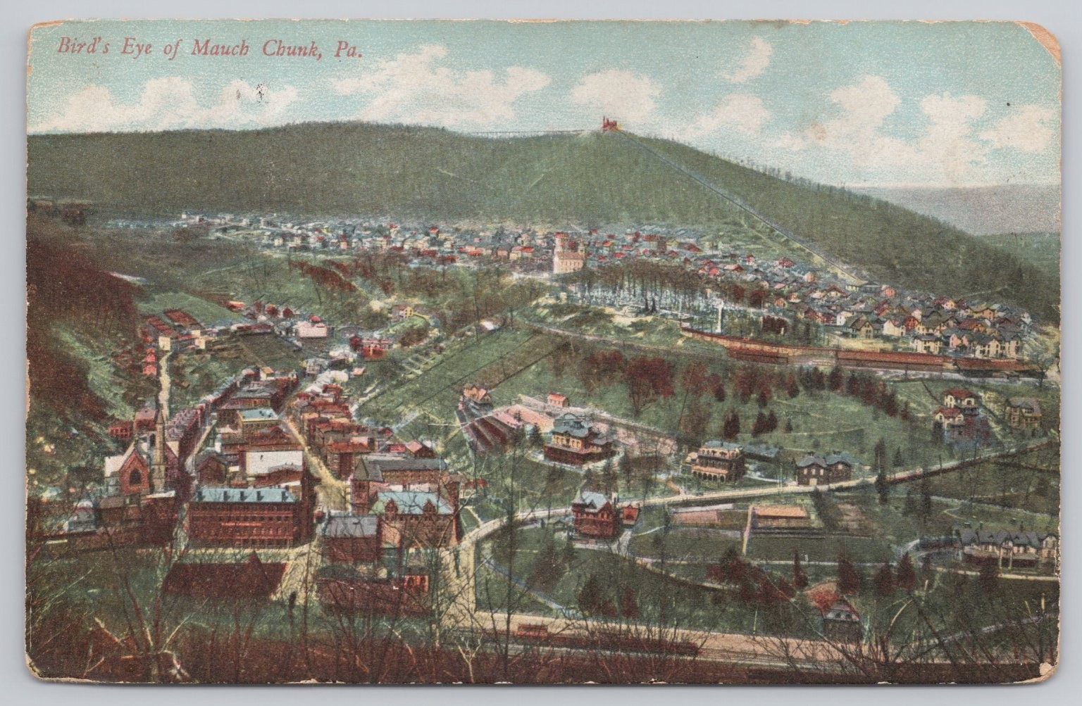 1907 Bird\'s Eye of Mauch Chunk PA Postcard Jim Thorpe Pennsylvania Panorama