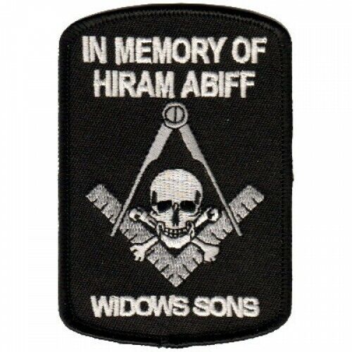 WIDOWS SONS IN MEMORY SKULL SQUARE MASON MASONIC EMBROIDERED IRON ON  PATCH