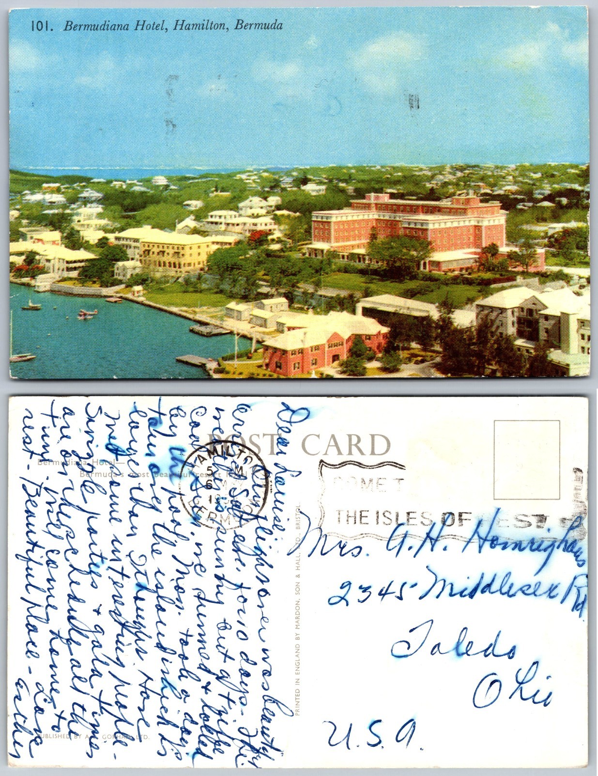 Bermudiana Hotel Hamilton Bermuda Postcard