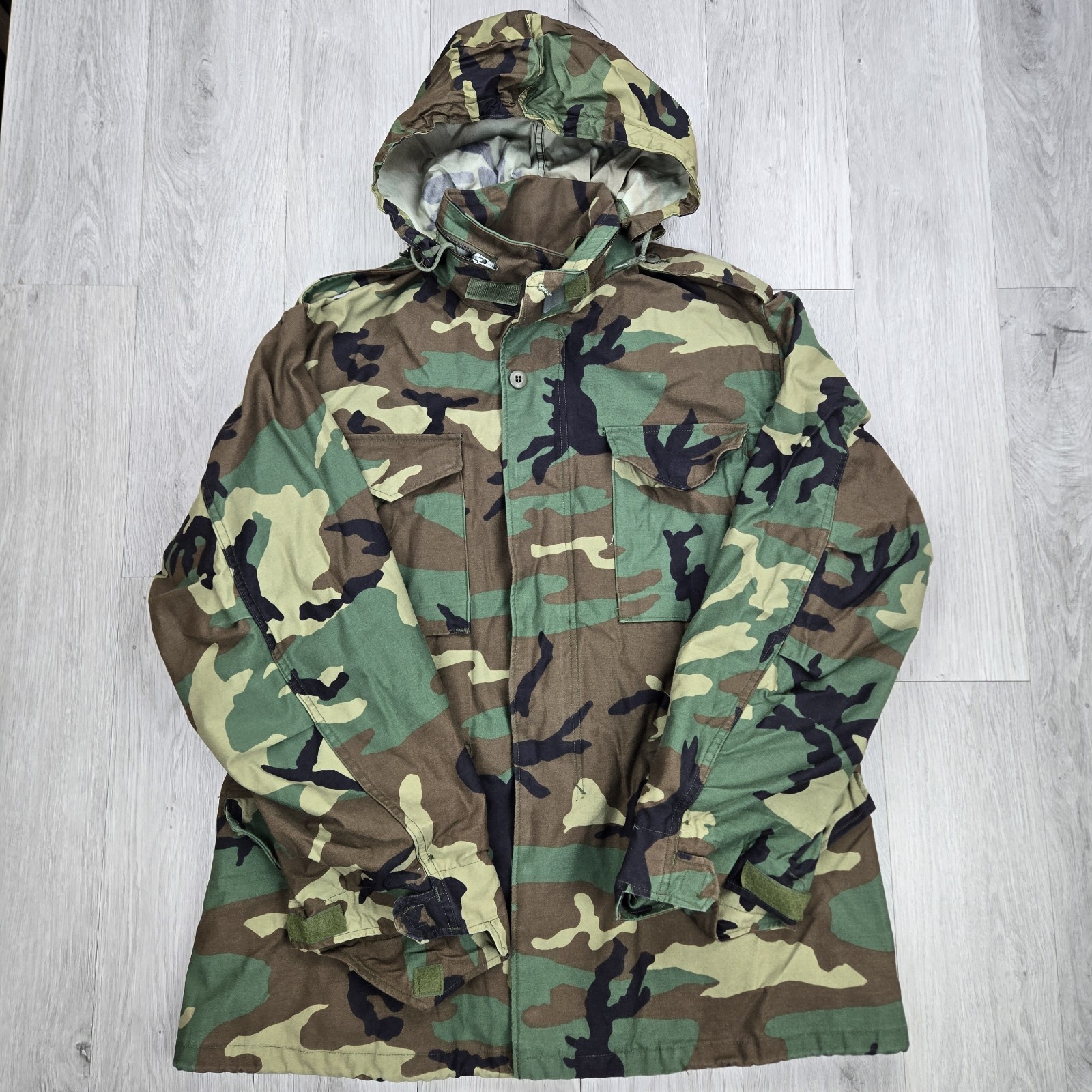 Vintage 93 USGI M65 Field Jacket Large Long M81 Woodland Camo Cold Weather Coat