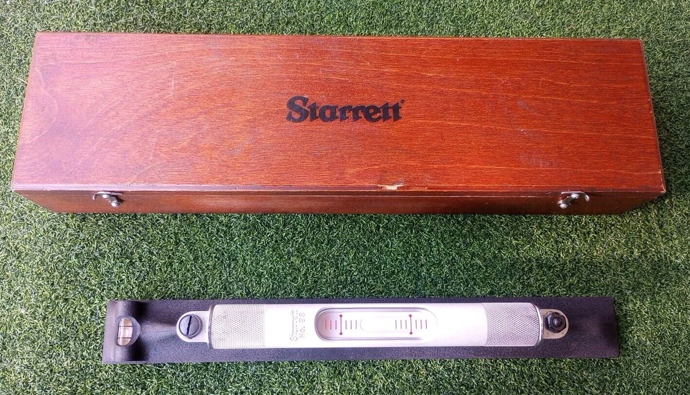 Starrett No98 -12 Machinist Level 12” With Wood Box 3 Bubble Vials 