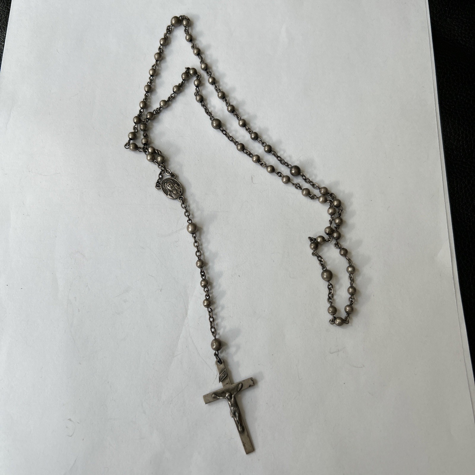 Vintage Sterling Silver 925 Rosary Beads In Clean Design Vintage Sterling Silver 925 Rosary Beads In Clean Design