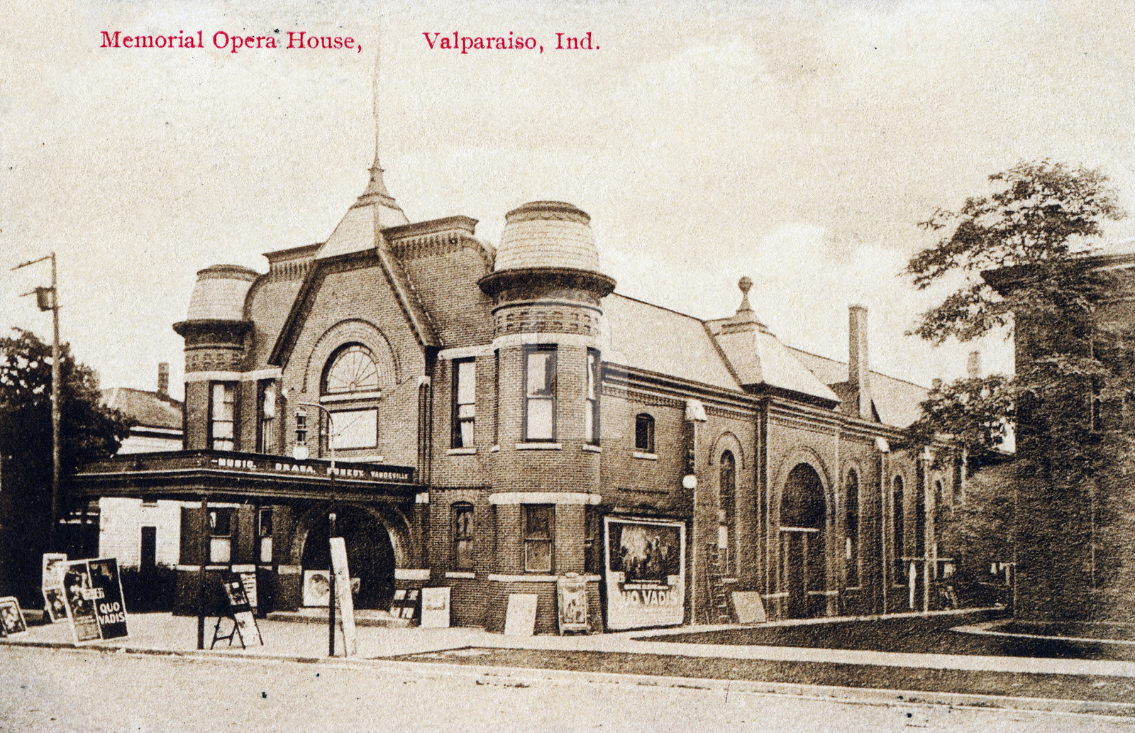 Memorial Opera House 1907 Valparaiso IN Indiana Vintage Postcard COPY