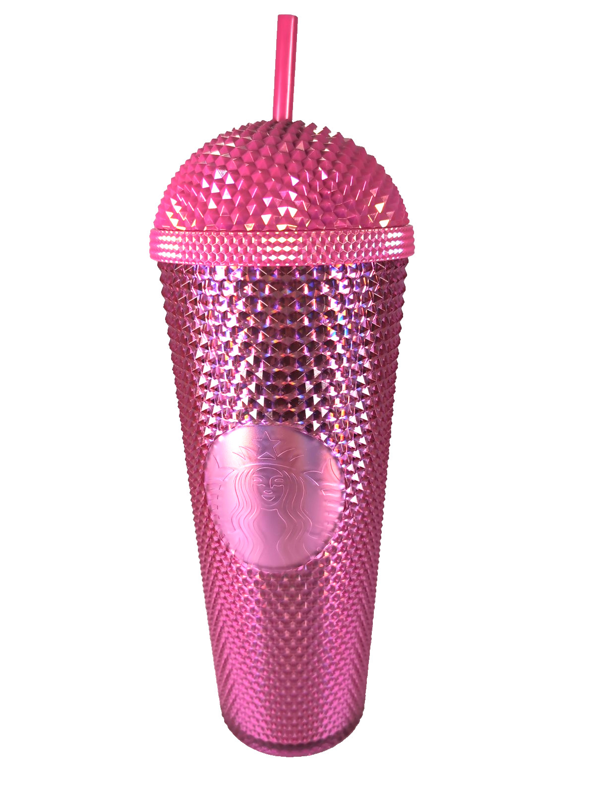 Starbucks Iridescent Pink Domed Studded Cold Cup 24 Oz