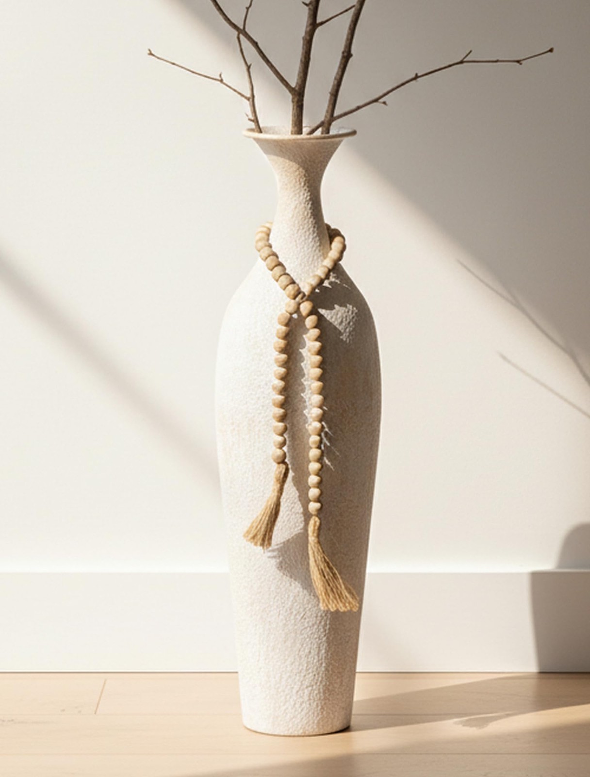 Sziqiqi Metal Tall Floor Vase, Large Boho Vase with Bead for Pampas Grass Sziqiqi Metal Tall Floor Vase, Large Boho Vase with Bead for Pampas Grass