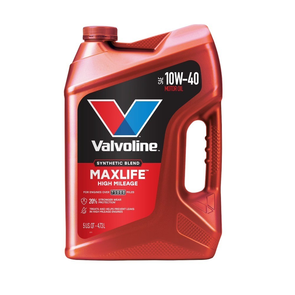 High Mileage 10W-40 Synthetic Blend Motor Oil 5 Quarts for Older Engines