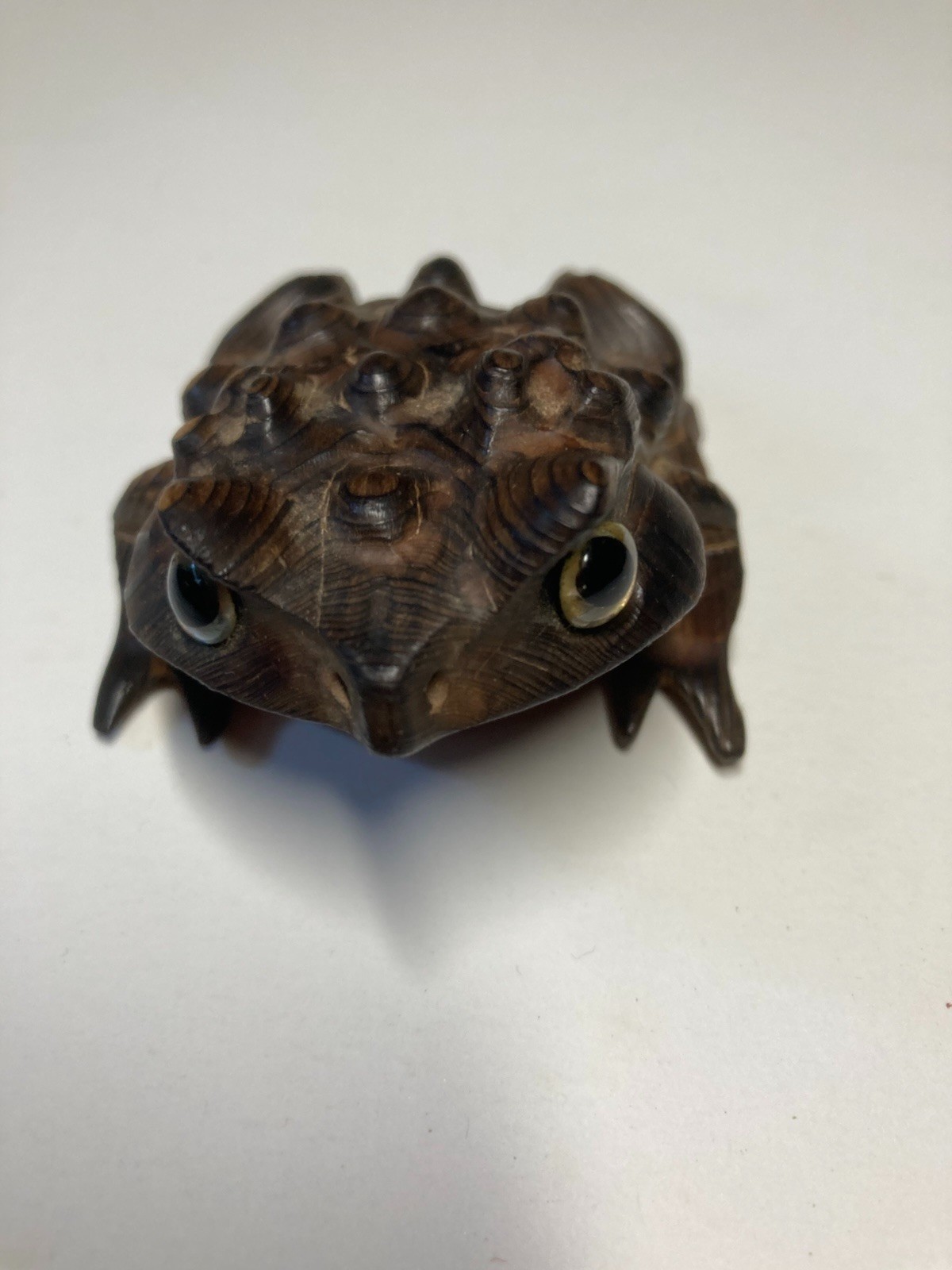 Vintage Cryptomeria Hand Carved Cedar Wood Japanese Toad Frog Figure 2.5\