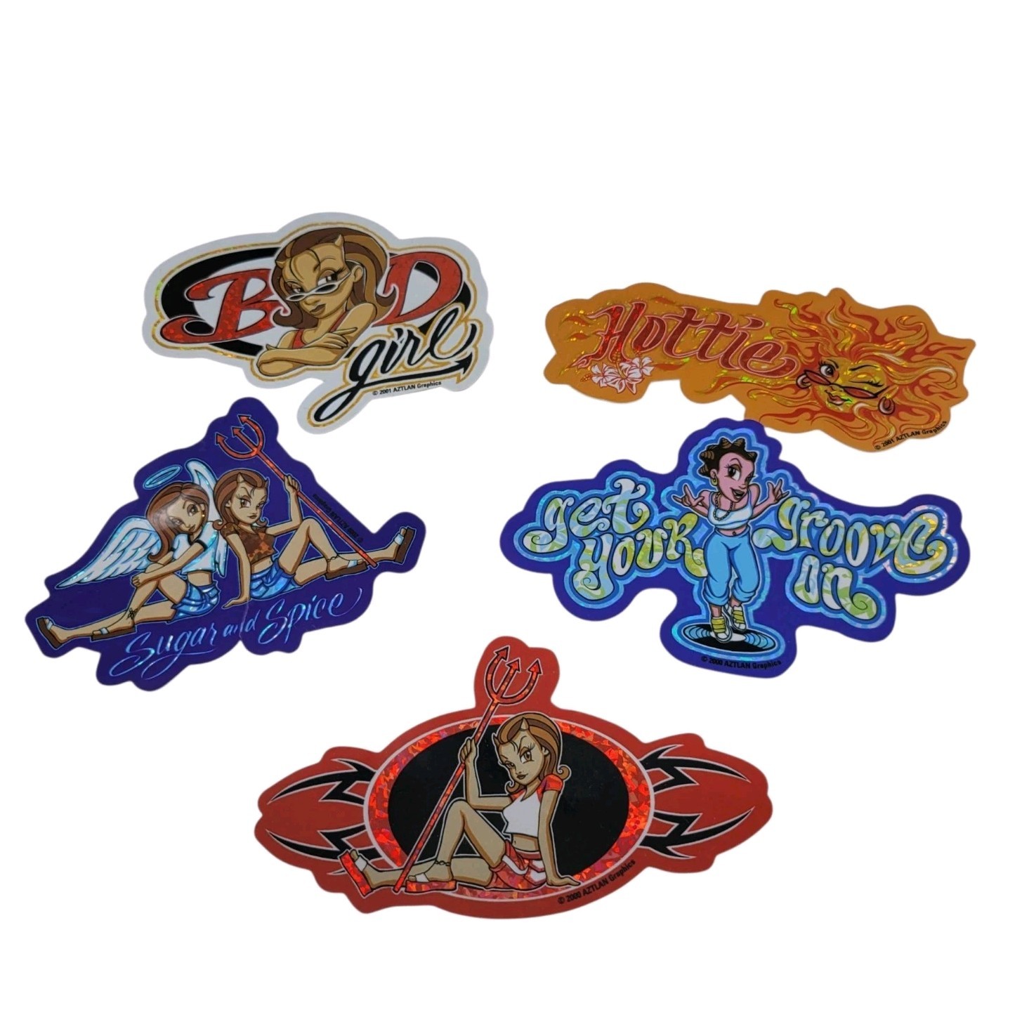 Y2K Girls 2002 Vintage Vending Stickers Lot Set Of 5 Hottie Devil Bad Girl NEW