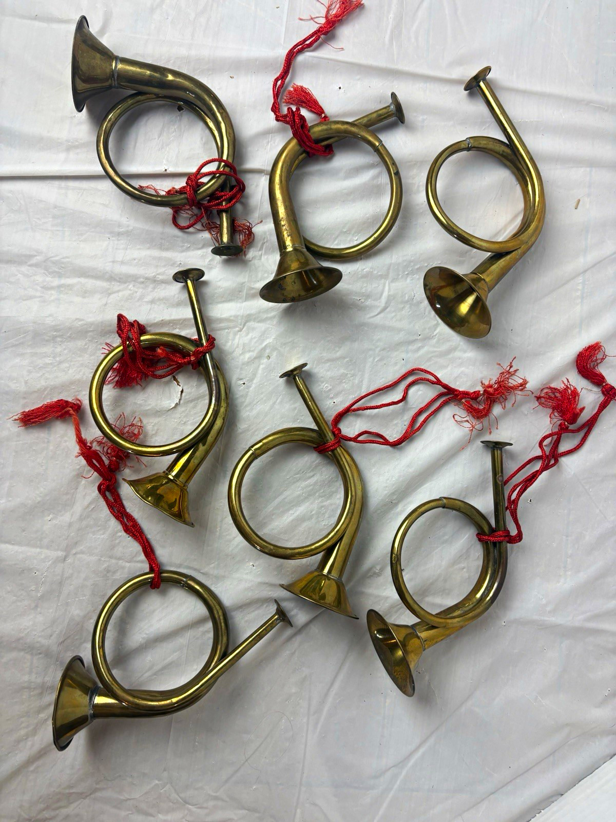 Vintage Solid Brass Miniature Musical Instrument Christmas Ornaments - Lot of 7