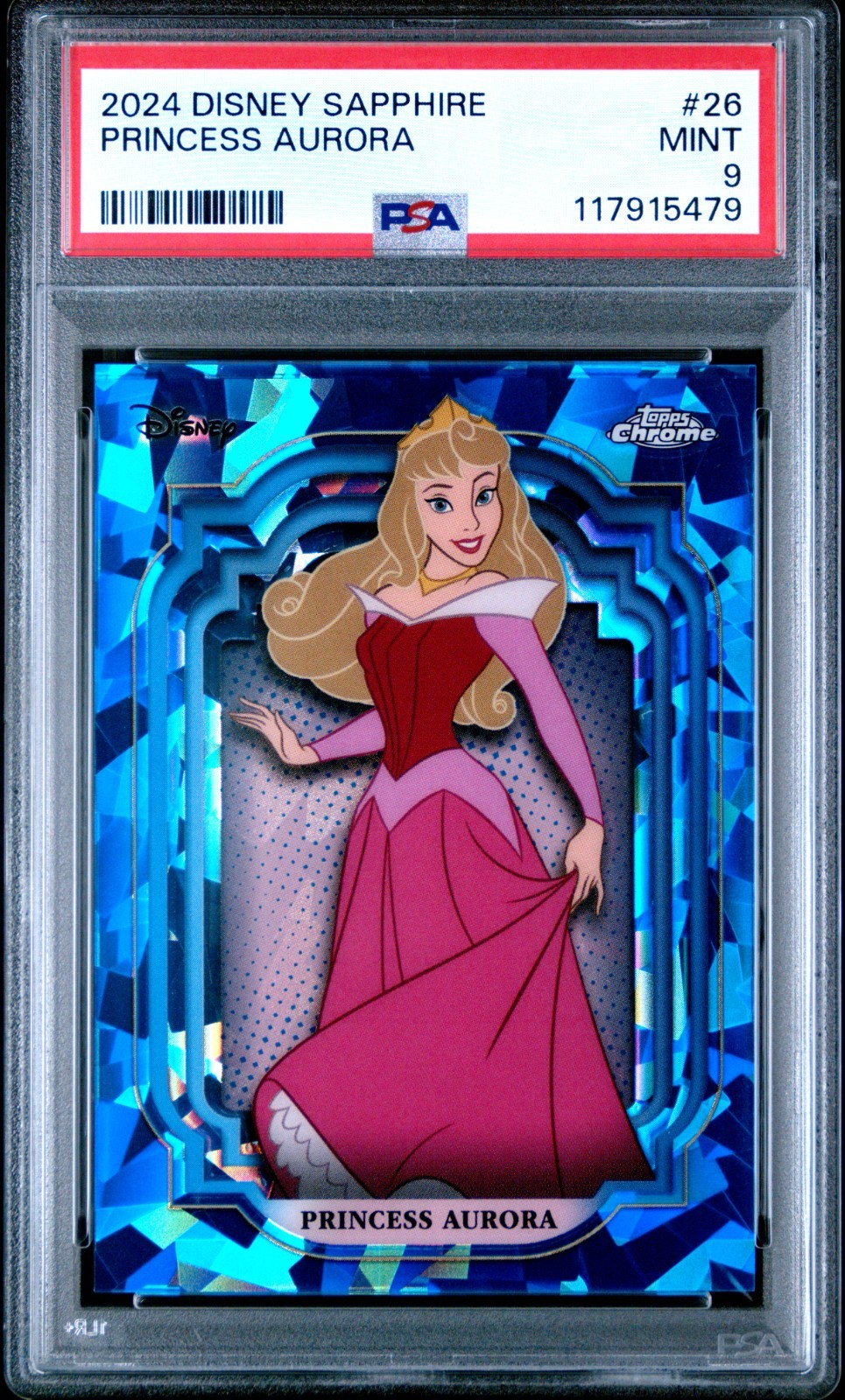 2024 Topps Chrome Disney Sapphire Princess Aurora #26 PSA 9