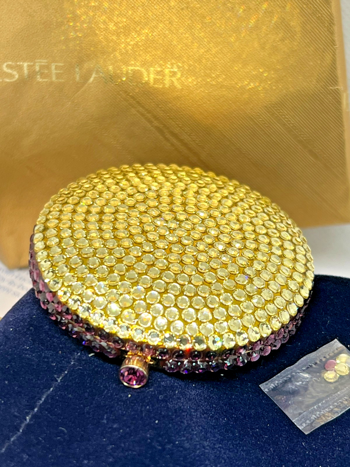 MIB- Estee Lauder 2004 GOLDEN HALO Compact -Japan - Extra Crystals -Origami Wrap MIB- Estee Lauder 2004 GOLDEN HALO Compact -Japan - Extra Crystals -Origami Wrap