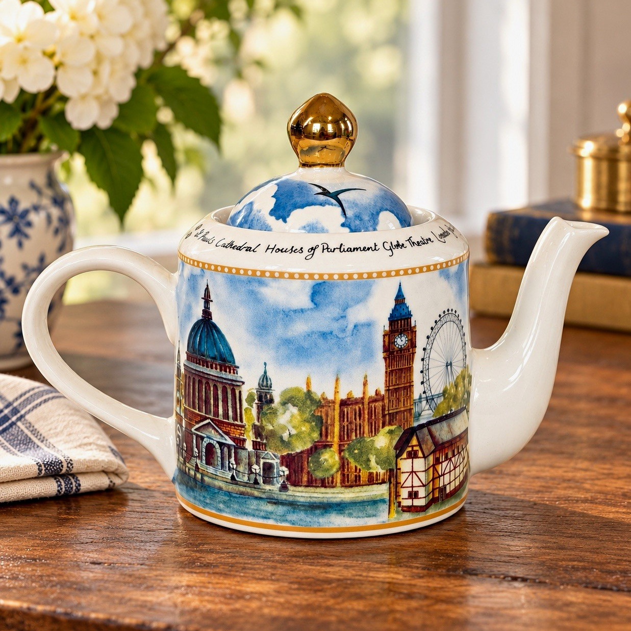 Arthur Wood London Landmarks Scenic Ceramic Teapot 16 oz w/ Lid Glossy