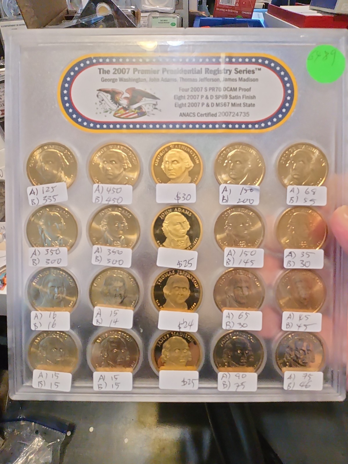 2007 Premier Presidential Registry Series Anacs PR70 SP69 MS67 20 COIN Set