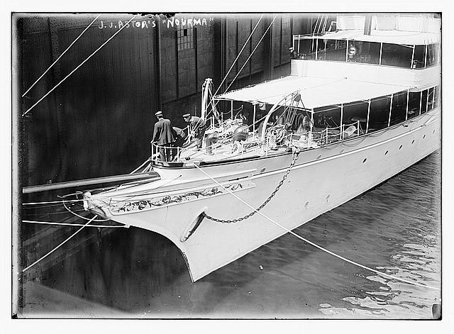 Photo:J.J. Astor\'s Nourma Yacht Docked with Crew