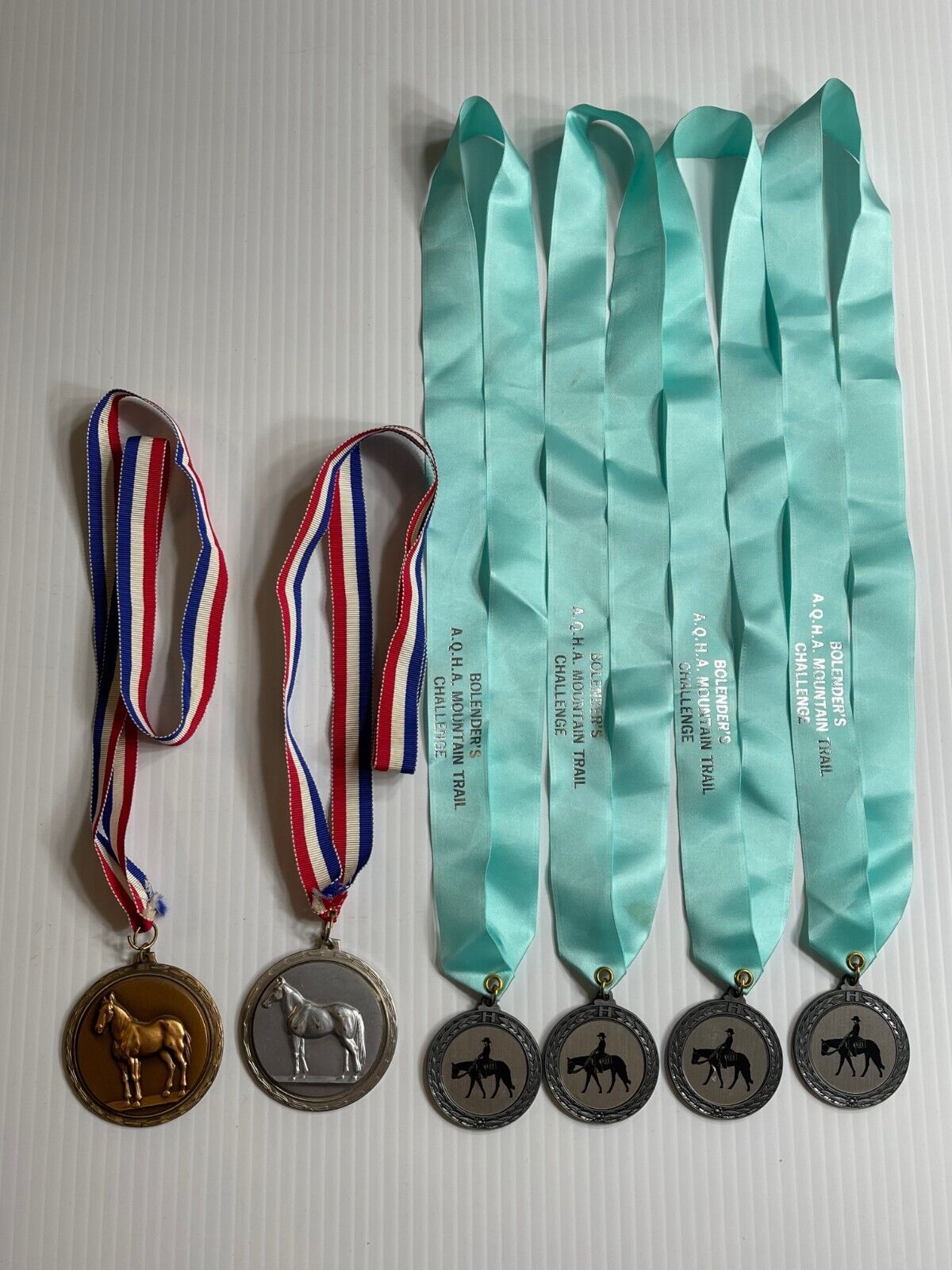 Horse Show Medals Lot of 6 - (Bareback / Fitting & Showing / A.Q.H.A Shows)