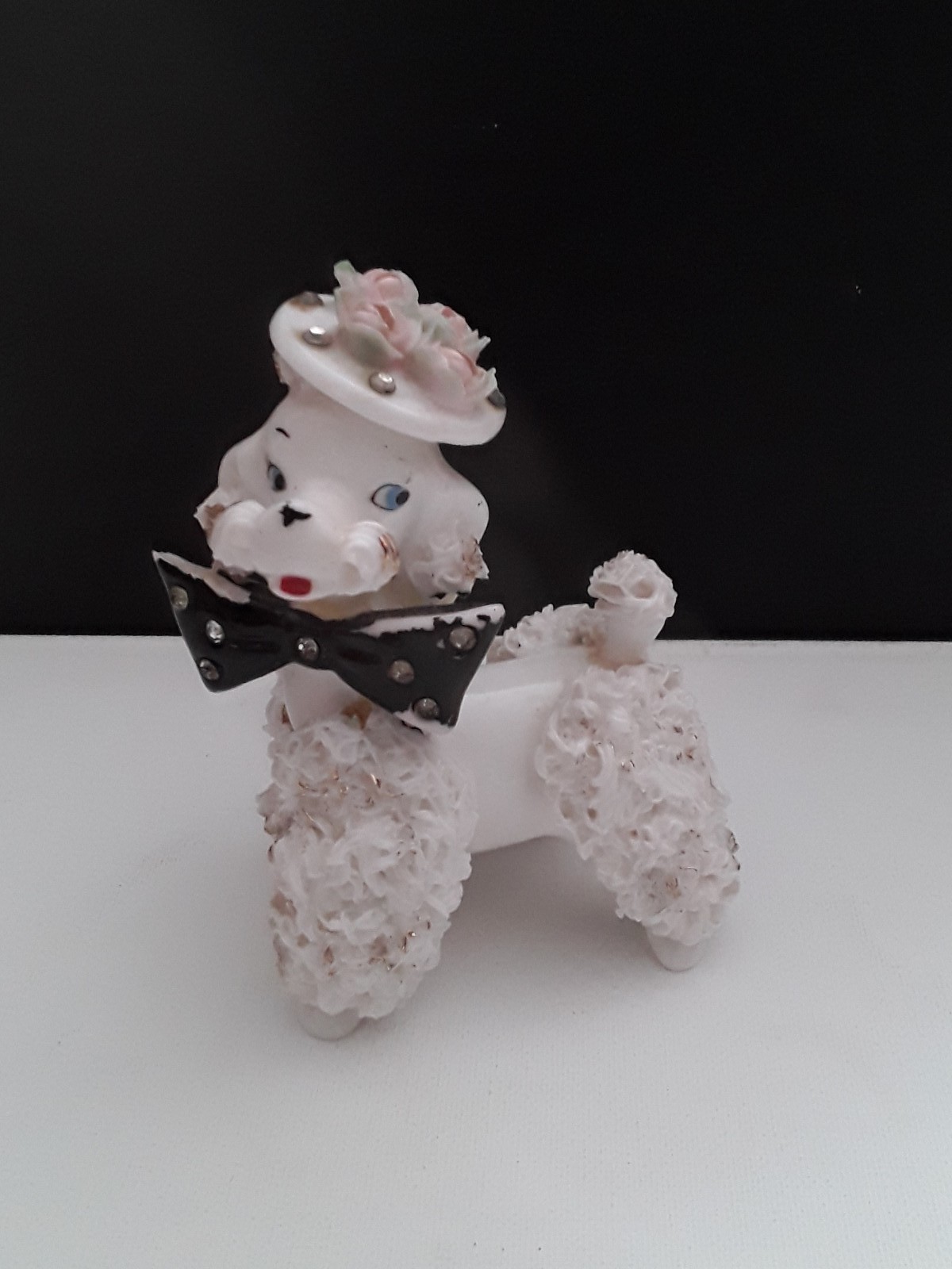 Vintage Spaghetti Poodle Figurine With Rhinestones