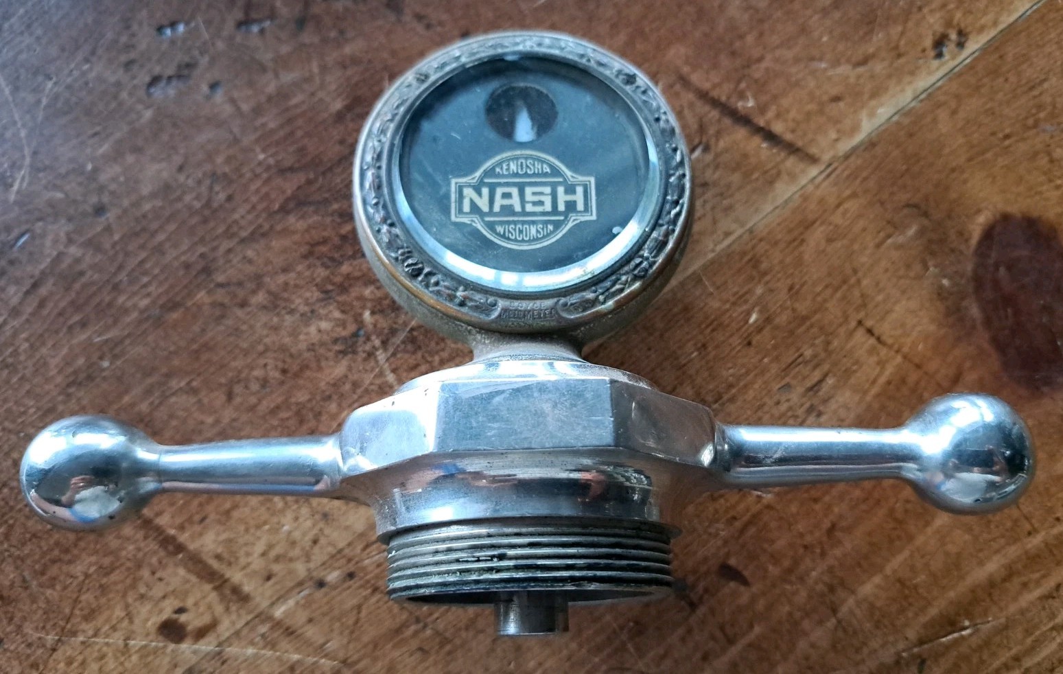 Antique 1920's Nash Boyce Moto-Meter Radiator Temp Gauge/Cap WI. USA