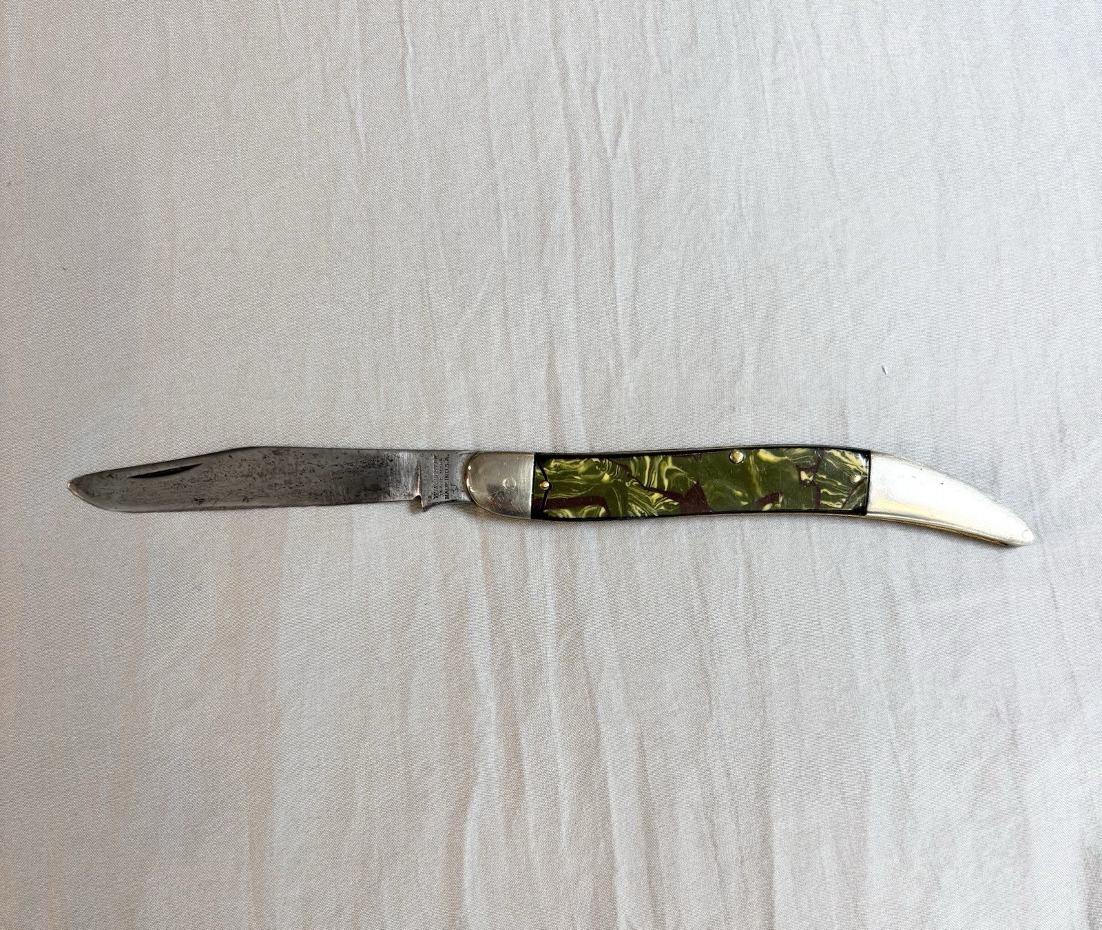 Vintage Winchester toothpick Pocket Knife Green Swirl Celluloid Handle USA Made Vintage Winchester toothpick Pocket Knife Green Swirl Celluloid Handle USA Made