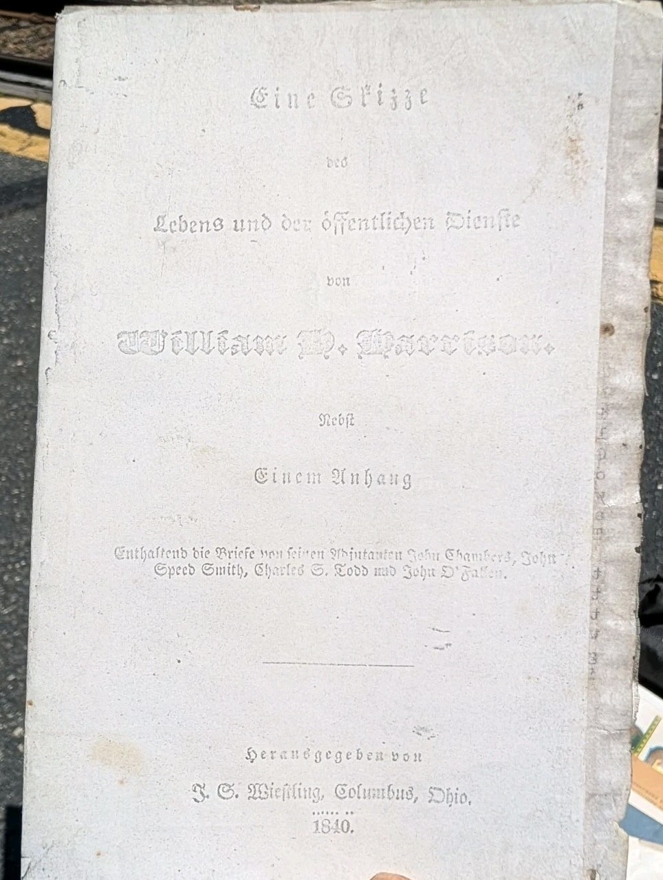 1840 William Henry Harrison Campaign Pamphlet German Ohio Whig Election Imprint 