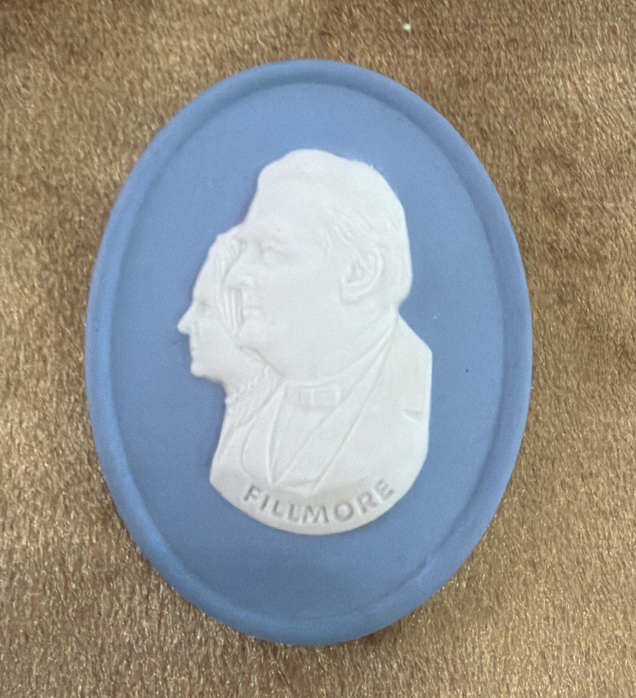 Wedgwood Jasperware President Millard&Abigail Fillmore Oval 2.25\