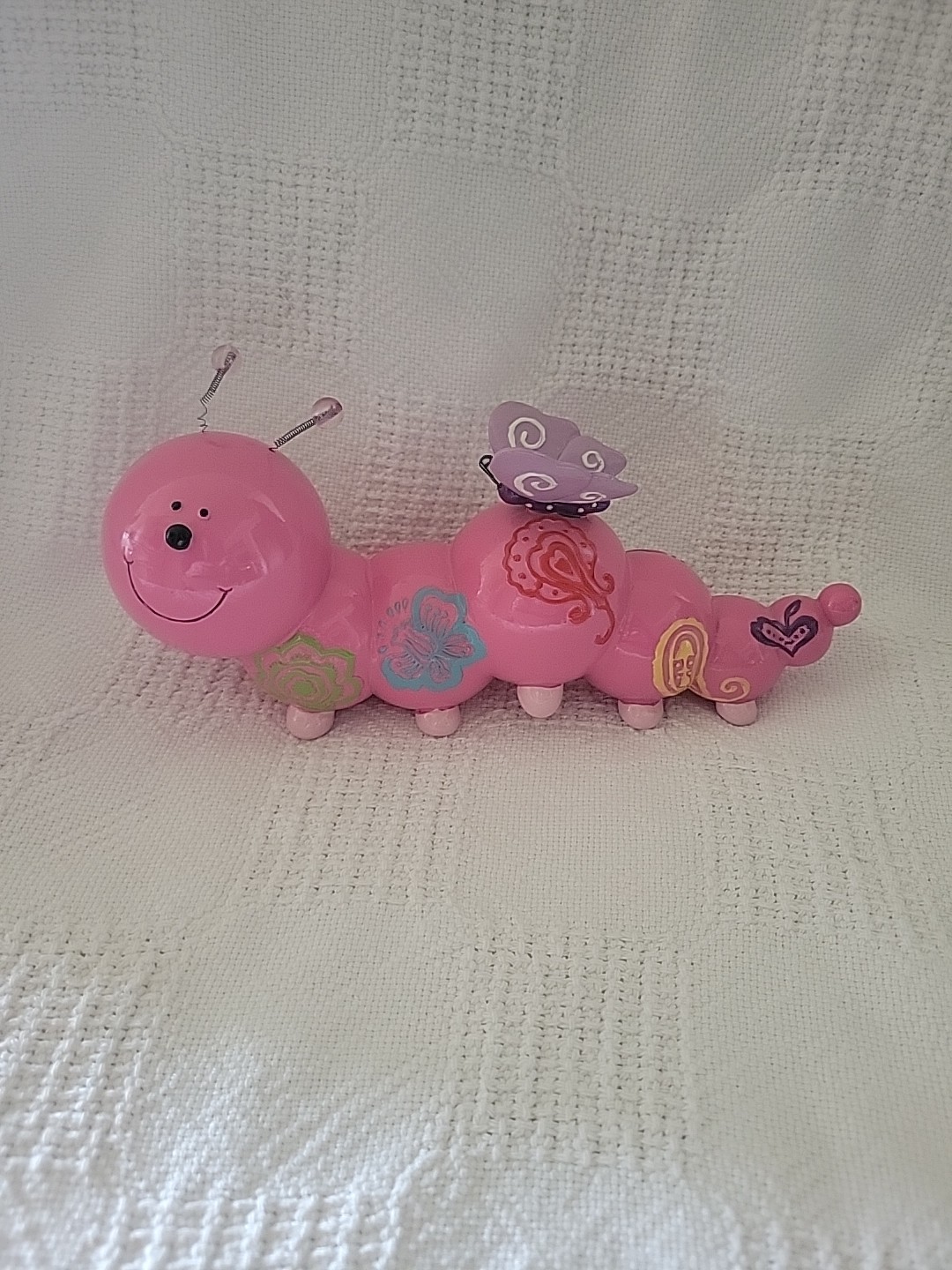 Anthromorphic Pink Caterpillar Wth Butterfly Figurine Adorable Anthromorphic Pink Caterpillar Wth Butterfly Figurine Adorable