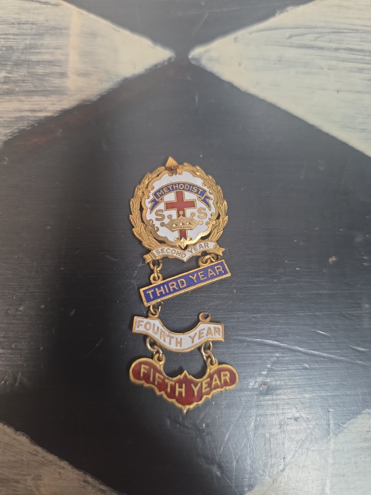 Vintage Lutheran Little's Cross & Crown Sunday School 2nd 3rd 4th 5th Year Pin