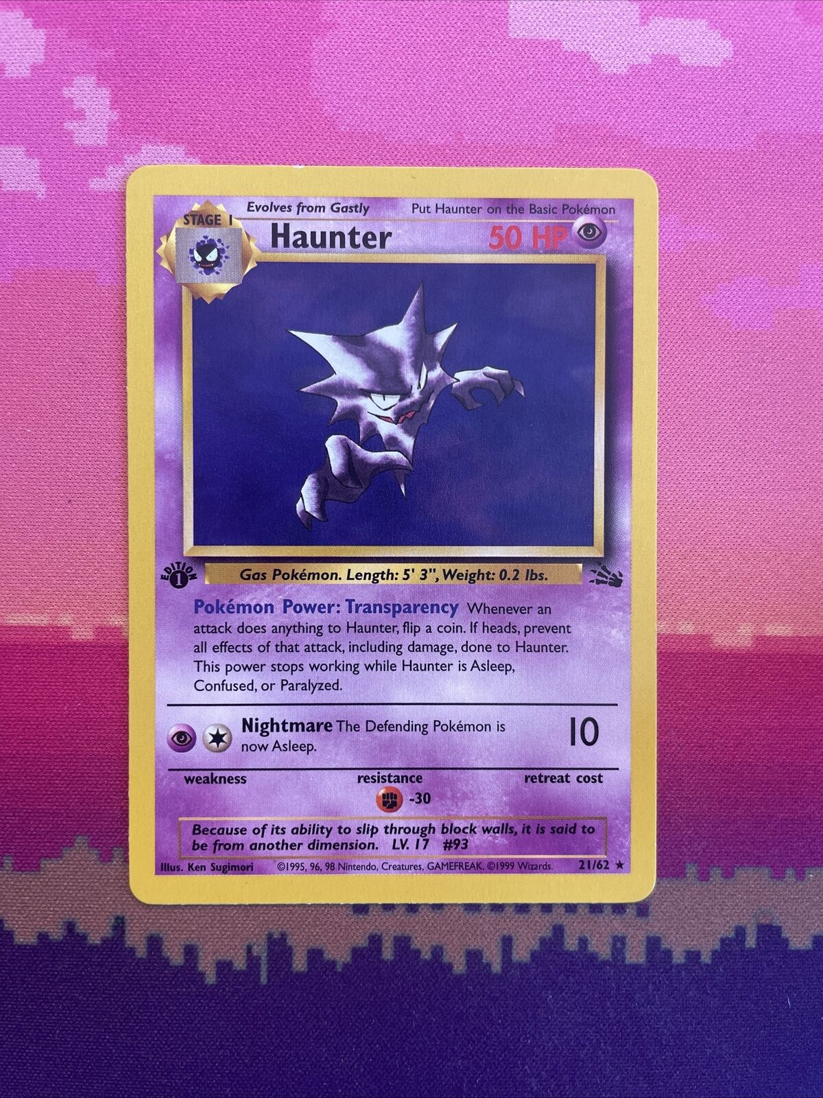 Pokemon Card Haunter Fossil 1st Edition Rare 21/62 Near Mint Condition