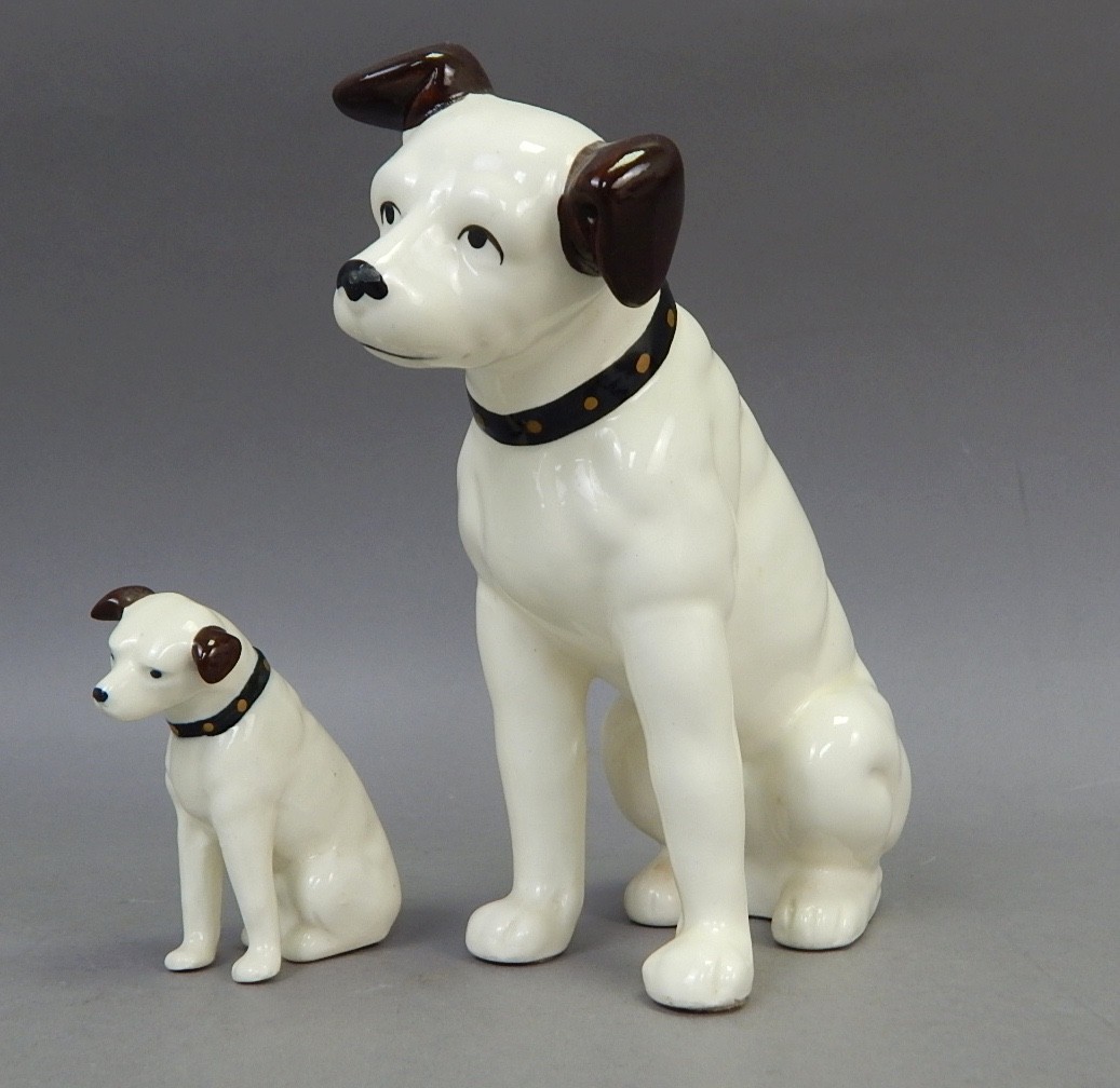 Vintage Ceramic RCA Dog Figure NIPPER LOT 3 & 6” Sarsaparilla Japan
