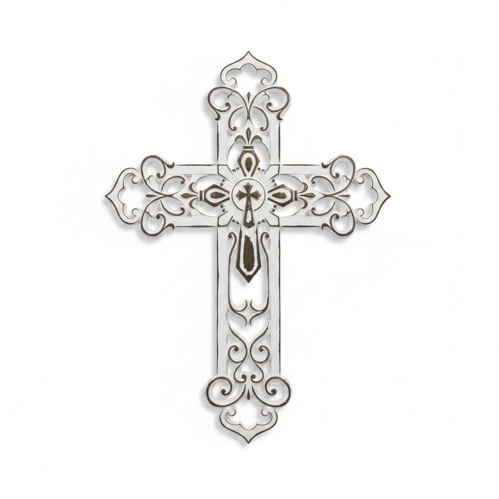 Comfy Hour Faith and Hope Collection Classic Silver Hollow Out Wall Cross