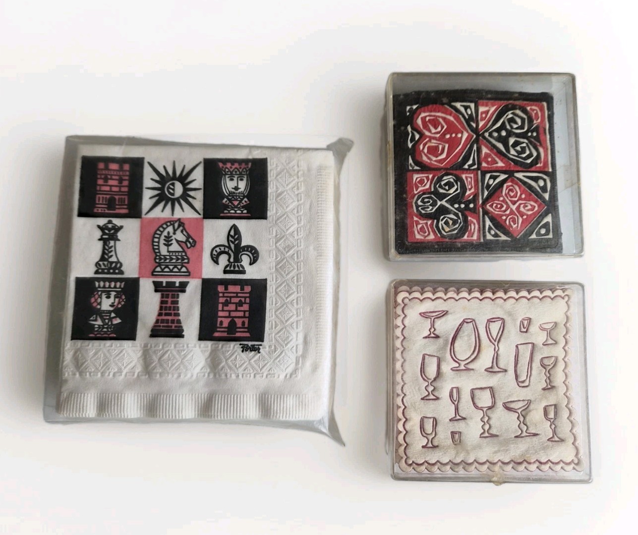 Awesome Vtg Monogram of California MCM chess Cashmere napkins, cocktail coasters Awesome Vtg Monogram of California MCM chess Cashmere napkins, cocktail coasters