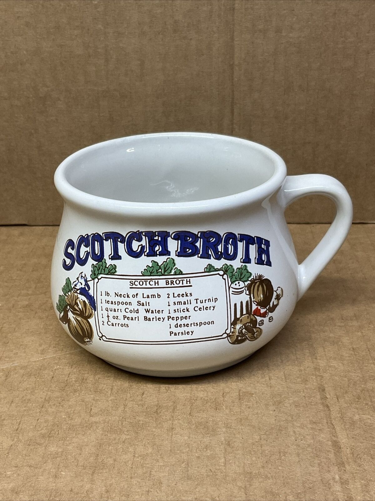 Vintage Scotch Broth Recipe Soup Bowl Cup Mug With Handle EUC