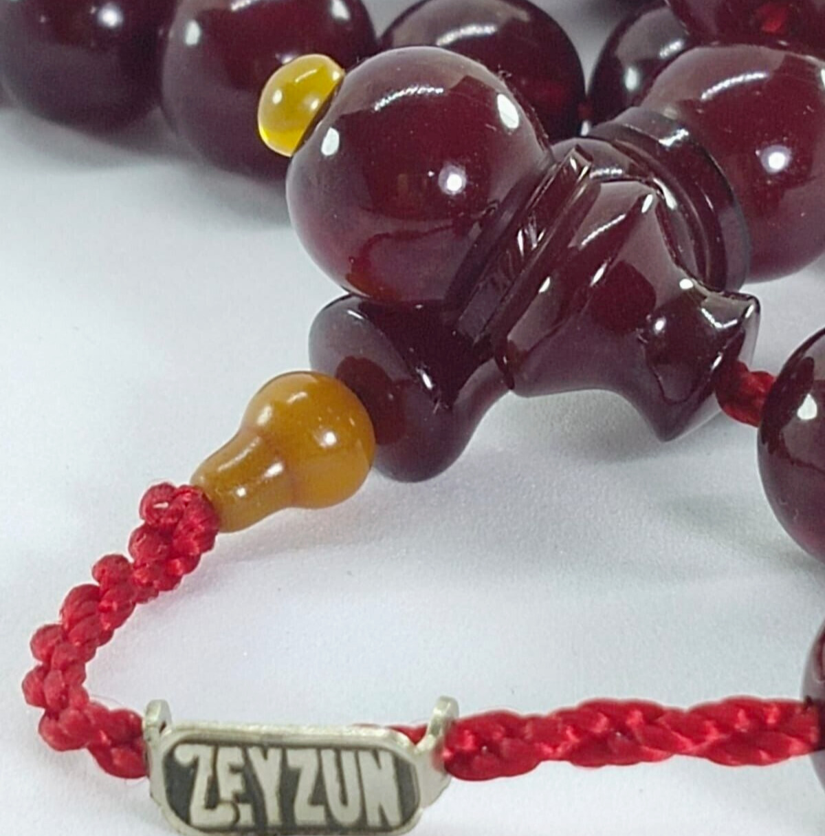 VTG Rare Red Cherry Misky Bakelite Veins Islamic Prayer 33 Beads 36 Grams Singed