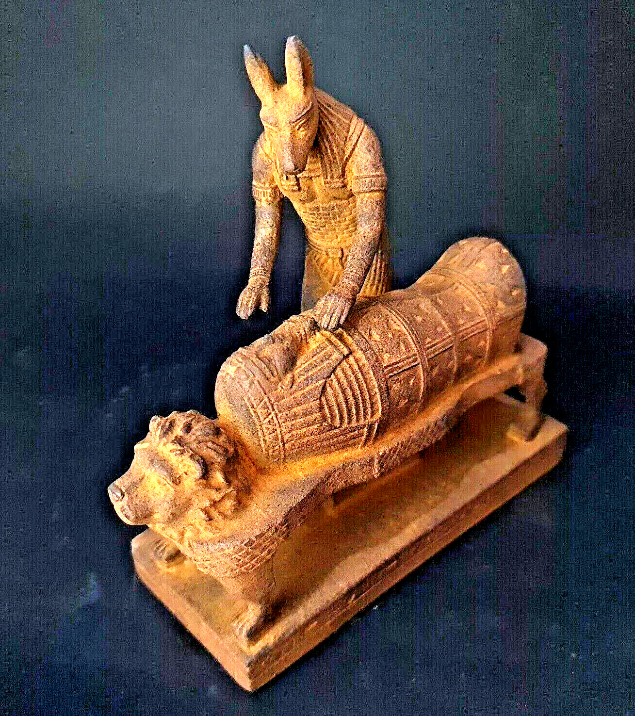 Ancient Egyptian Bc Statue Antiques Rare Anubis God Deity Egypt Feather Figurine