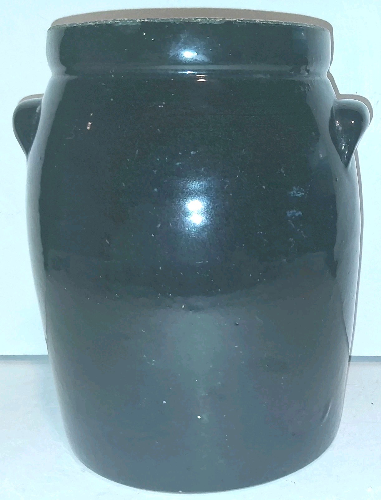 Antique Vintage Black Stoneware Crock 9\