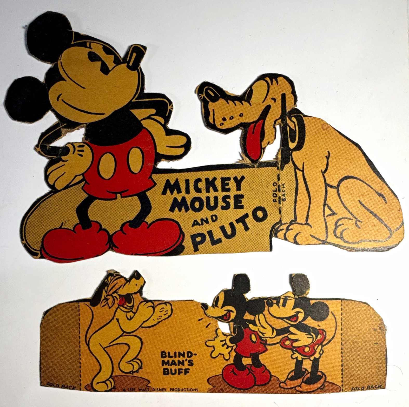 1939 Walt Disney Mickey Mouse Minnie Pluto Fold Back Paper Toy Lot Vintage cut