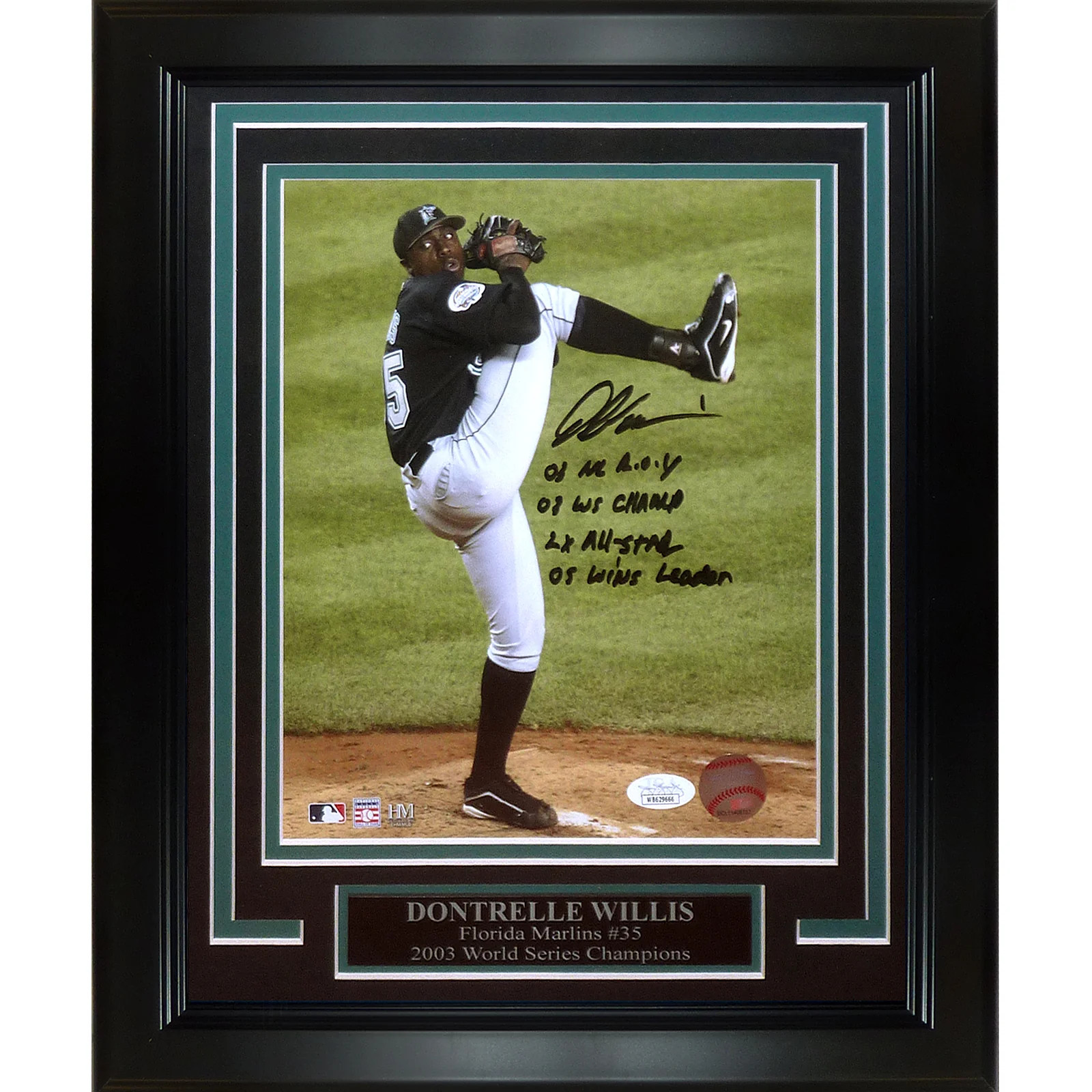 Dontrelle Willis Autographed Florida Marlins Deluxe Framed 8x10 Photo w/ Stat In