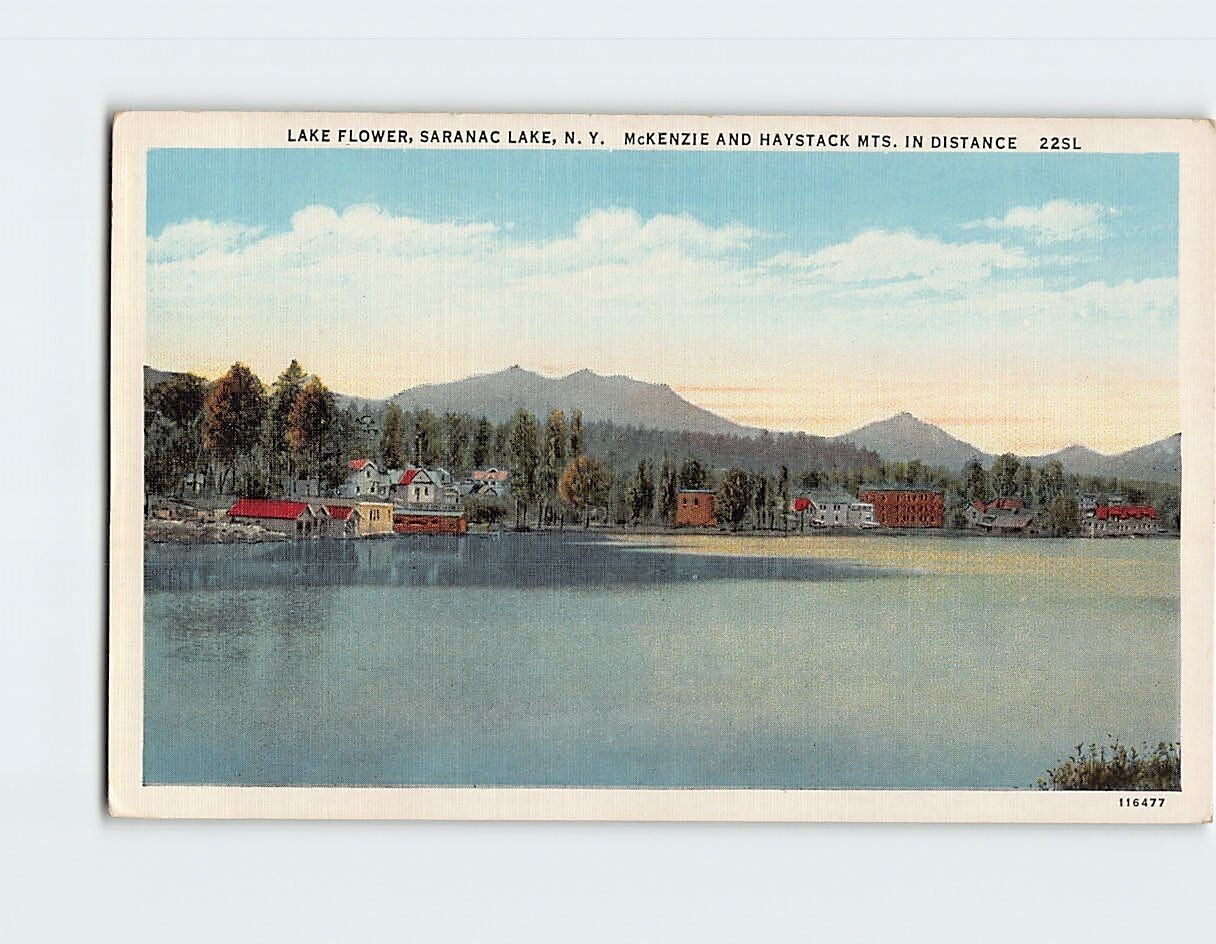 Postcard Lake Flower, Saranac Lake, New York