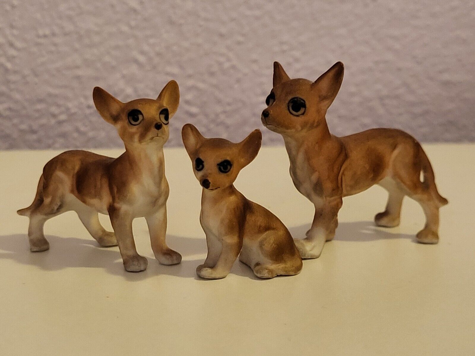 Vintage Ceramic Miniature Chihuahua Family