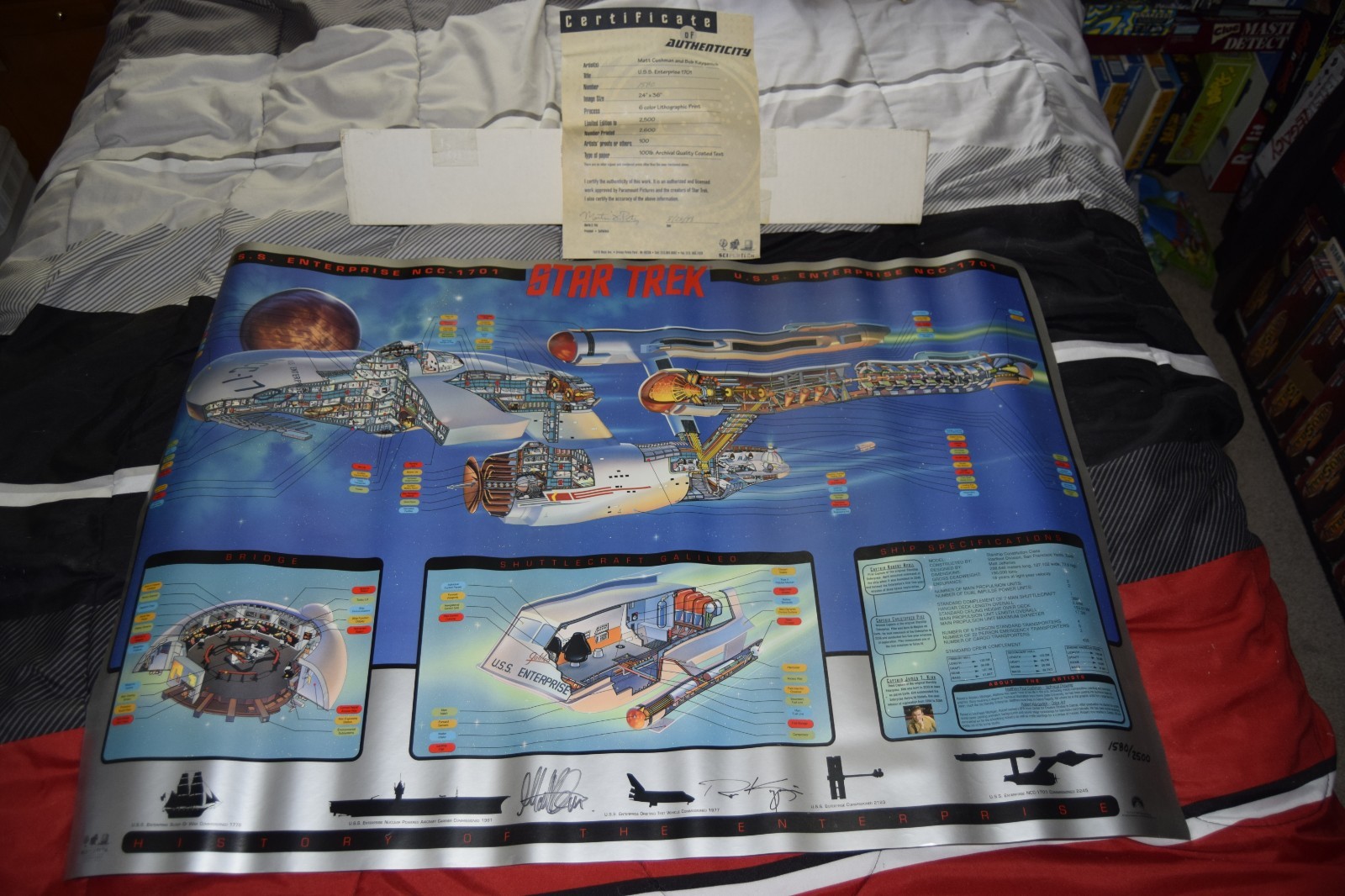 1995 Star Trek Enterprise Poster - Bob Kayganich + Matt Cushman Signed 1580/2500