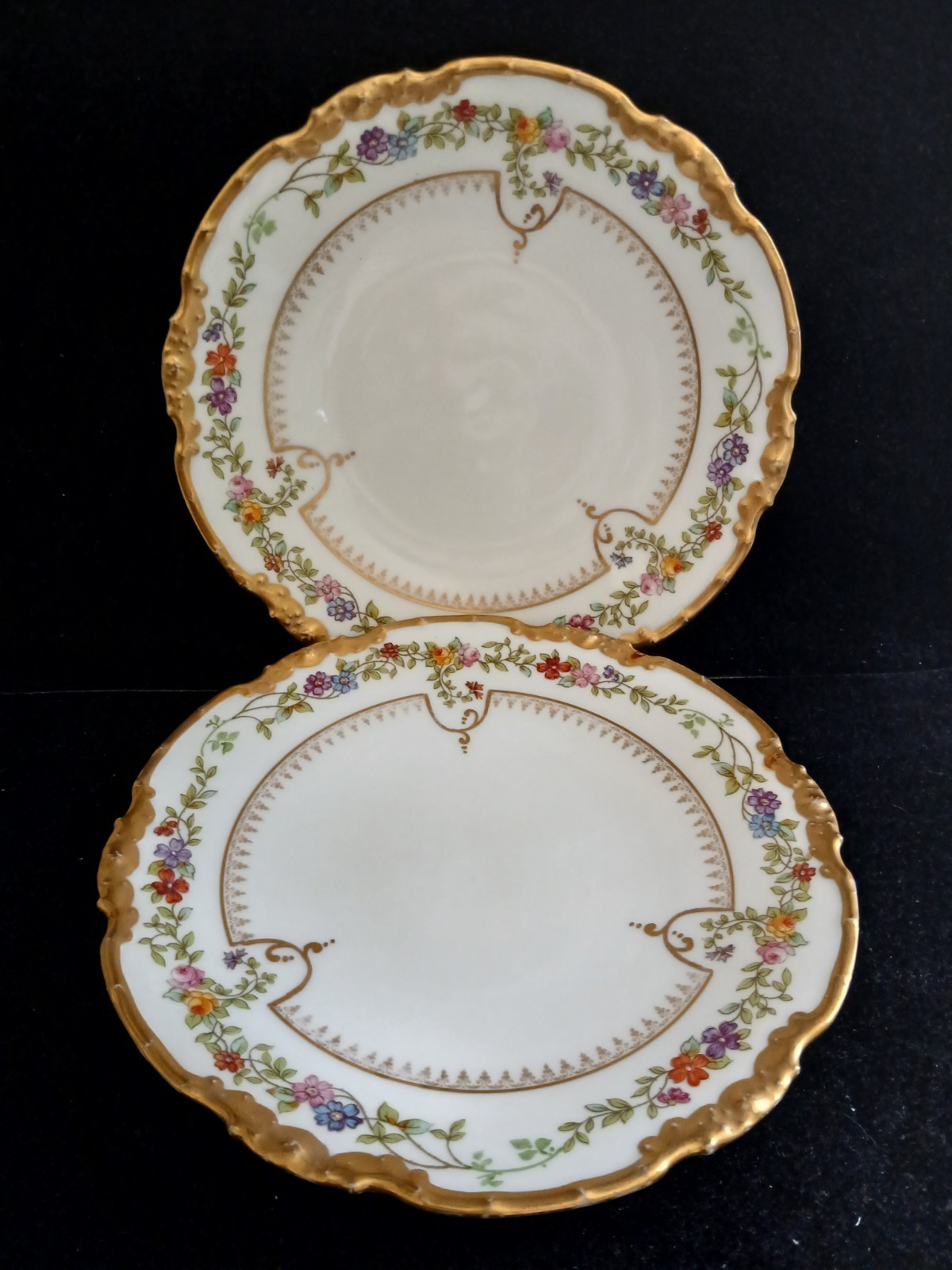 Set of 2 Antique Vignaud Limoges France Dessert Salad Plates PAT 1909 7-1/2
