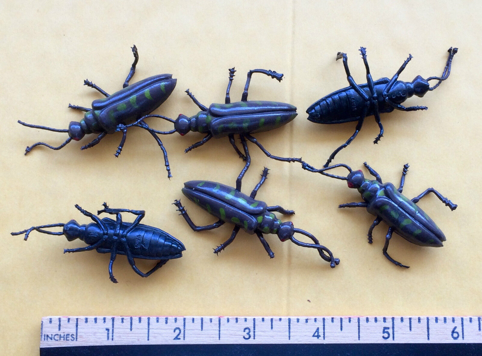 Six (6) Rubberized SPECIAL BEETLES Insects Nice UNIQUE, RARE & REALISTIC L@@K